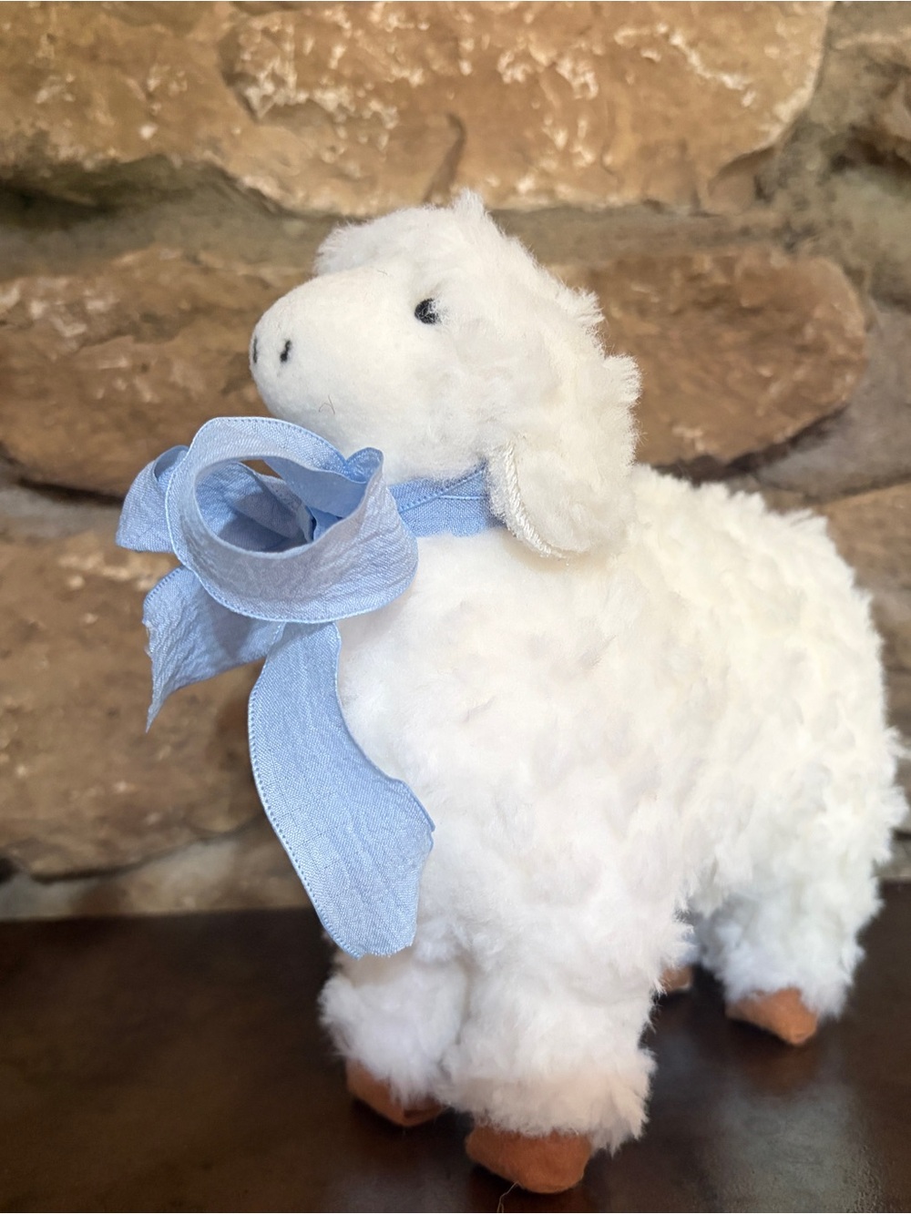 NWT RAZ Imports Plush White Lamb with Blue Bow
